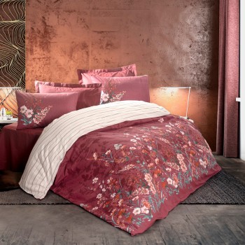 Ranforce Double Quilt Cover Set Vina - Claret Red Claret Red