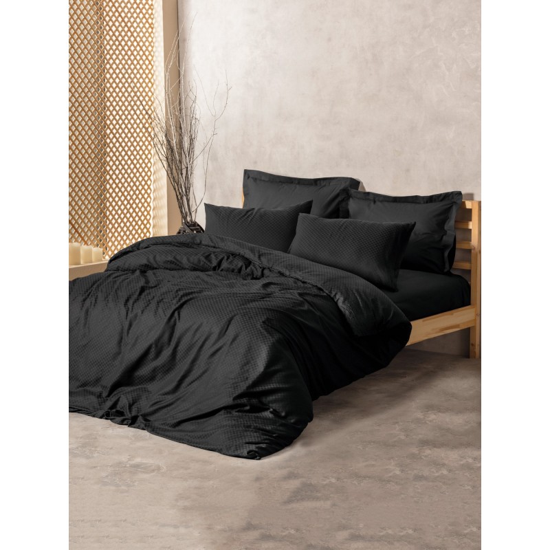 Lessentiel Ranforce Double Quilt Cover Set Plaid - Black Black