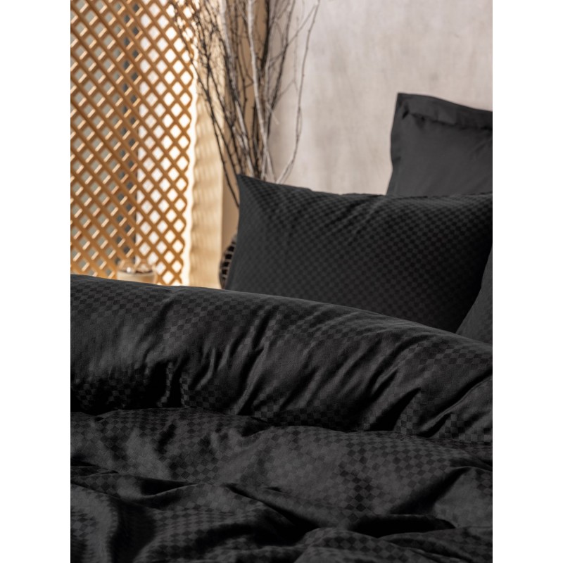 Lessentiel Ranforce Double Quilt Cover Set Plaid - Black Black