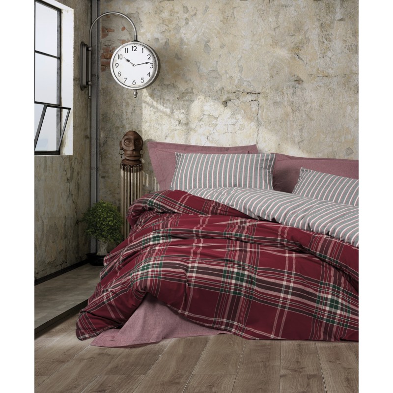 Lessentiel Double Quilt Cover Set Pledd - Claret Red Claret Red