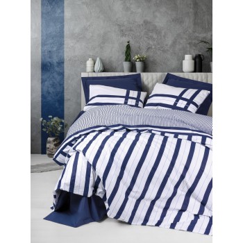 Ranforce Double Quilt Cover Set Nifty - Dark Blue Dark Blue