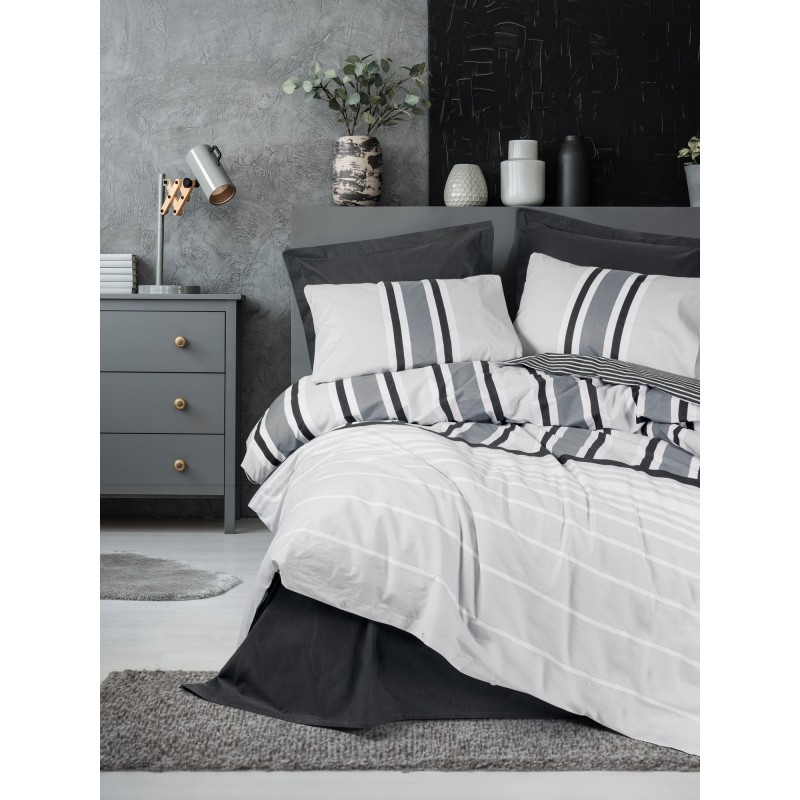 Lessentiel Ranforce Double Quilt Cover Set Nobby - Anthracite Anthracite