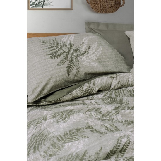 Ranforce Double Quilt Cover Set Frond - Khaki Khaki