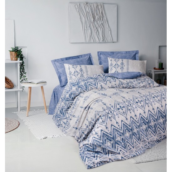 Ranforce Double Quilt Cover Set Cleo - Blue Blue