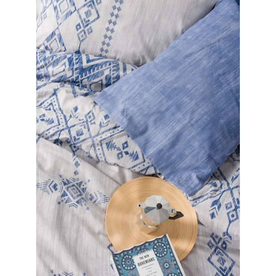 Ranforce Double Quilt Cover Set Cleo - Blue Blue