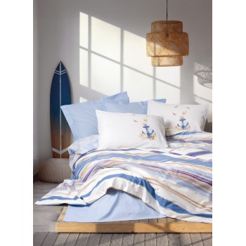 Ranforce Double Quilt Cover Set Moreno - Blue Blue