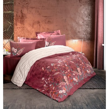 Ranforce Single Quilt Cover Set Vina - Claret Red Claret Red