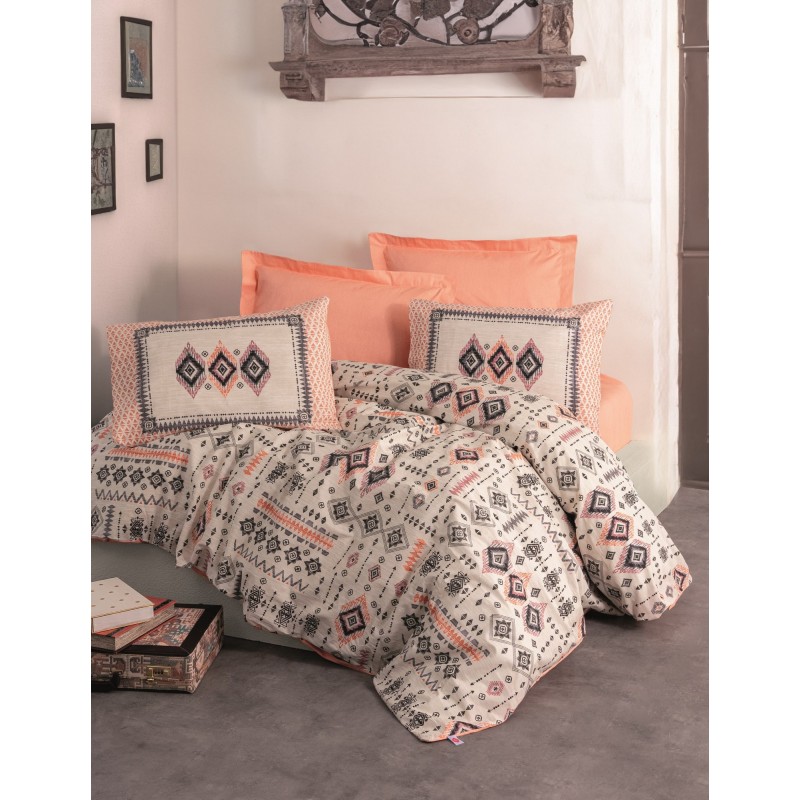 Lessentiel Ranforce Single Quilt Cover Set Kateri - Salmon Salmon