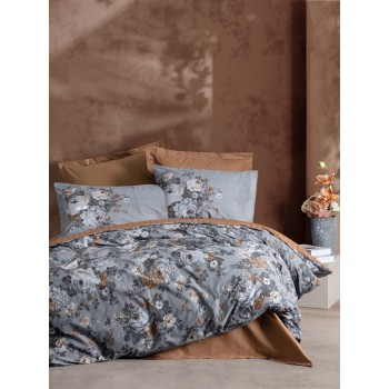 Ranforce Single Quilt Cover Set Lenora - Brown Brown