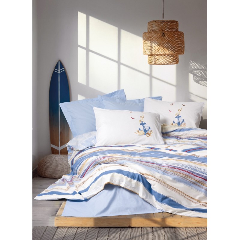 Lessentiel Ranforce Single Quilt Cover Set Moreno - Blue Blue