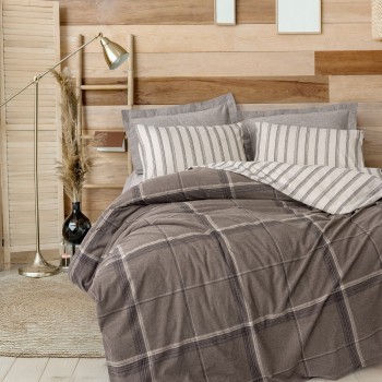 Single Quilt Cover Set Caldo - Brown Brown