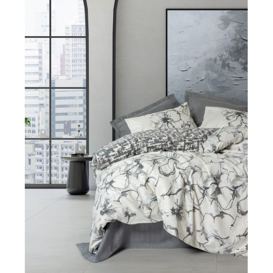 Ranforce Double Quilt Cover Set Hilaris - Anthracite Anthracite