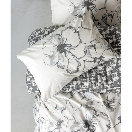 Ranforce Double Quilt Cover Set Hilaris - Anthracite Anthracite
