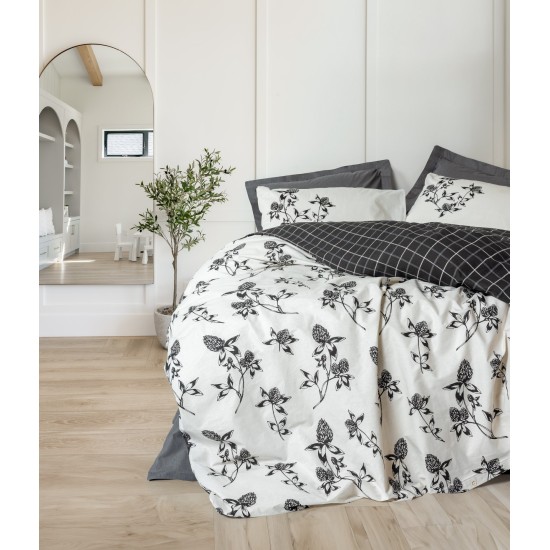 Ranforce Double Quilt Cover Set Ohia - Anthracite Anthracite
