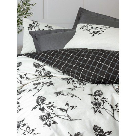 Ranforce Double Quilt Cover Set Ohia - Anthracite Anthracite