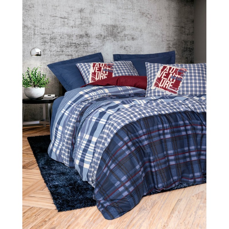 Lessentiel Ranforce Double Quilt Cover Set Roger - Dark Blue Dark