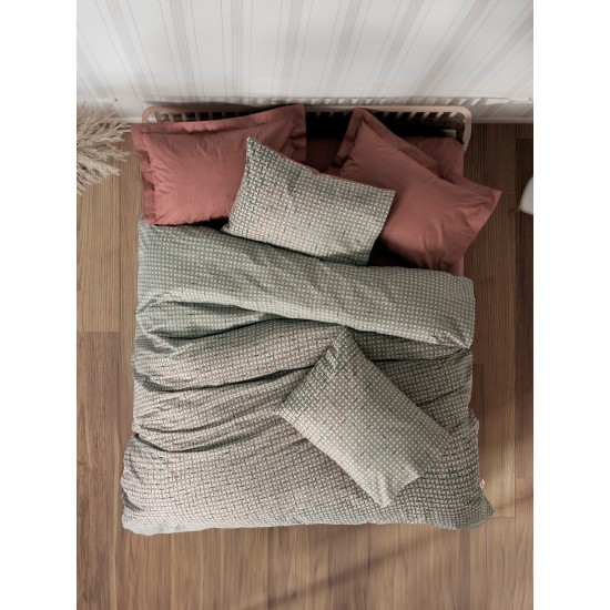 Ranforce Double Quilt Cover Set Mote - Tile Red Tile Red
