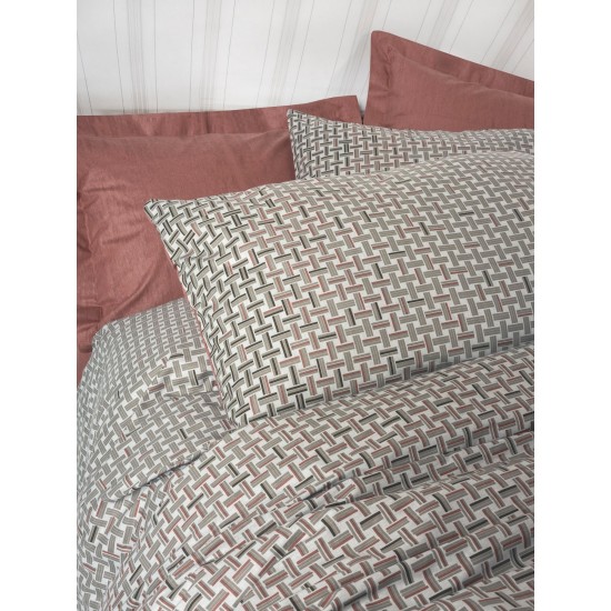 Ranforce Double Quilt Cover Set Mote - Tile Red Tile Red