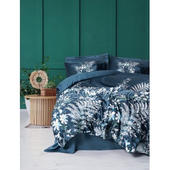 Satin Double Quilt Cover Set Imvelo - Petrol Green Petrol Green