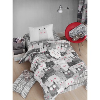 Single Quilt Cover Set Duvarda Kediler - Grey White
Grey
Black