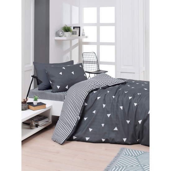 Lessentiel Single Quilt Cover Set Üçgen - Grey Grey
White