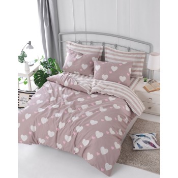 Double Quilt Cover Set Herz - Dusty Rose Dusty Rose
White
