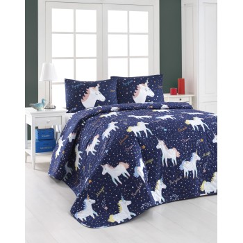 Double Quilted Bedspread Set Magic Unicorn - Dark Blue Dark Blue
White
Yellow