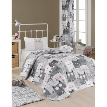 Single Quilted Bedspread Set Duvarda Kediler - Grey White
Grey
Black
