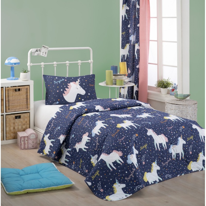 Lessentiel Single Quilted Bedspread Set Magic Unicorn - Dark Blue Dark Blue
White
Yellow