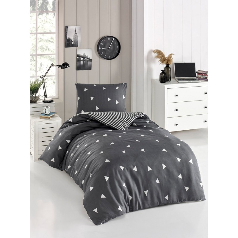 Lessentiel Single Duvet Cover Set Üçgen - Grey Grey
White