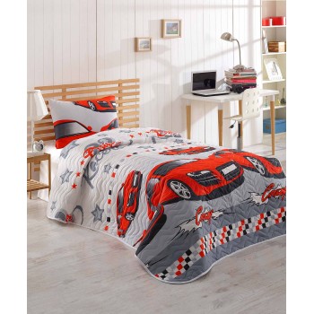 Single Quilted Bedspread Set Crazy - Red Red
Grey
White