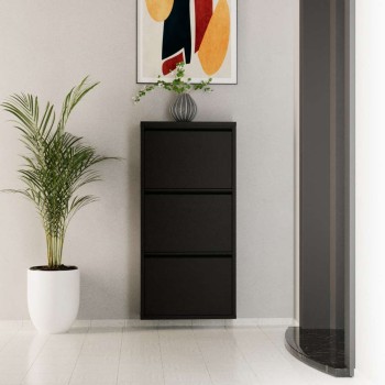 Shoe Cabinet 3 Piece Metal - Black Black