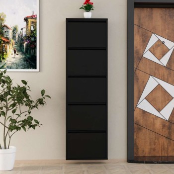 Shoe Cabinet 5 Piece Metal - Black Black