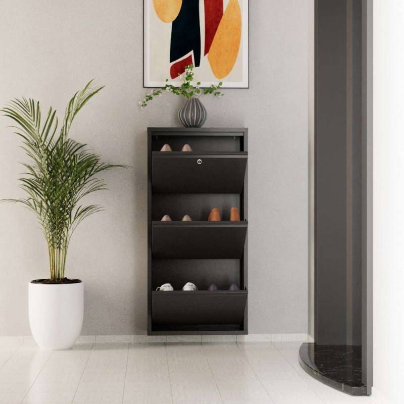 Shoe Cabinet Locking 3 Piece Metal - Anthracite Anthracite