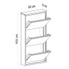 Shoe Cabinet Locking 3 Piece Metal - White White