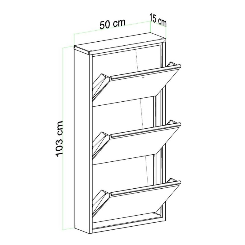 Shoe Cabinet Locking 3 Piece Metal - White White