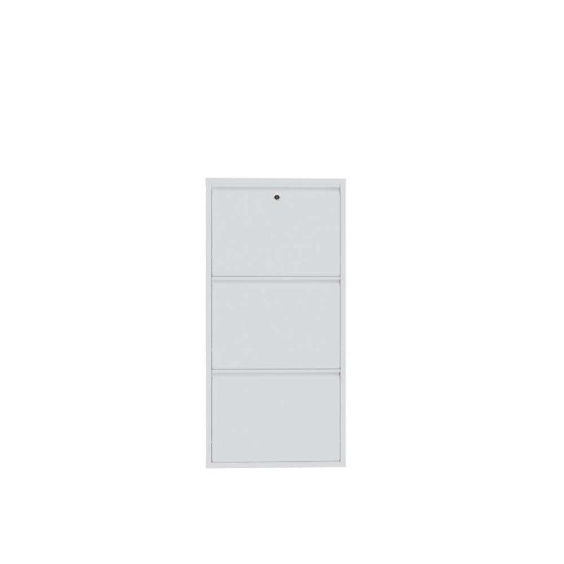 Shoe Cabinet Locking 3 Piece Metal - White White