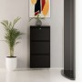 Shoe Cabinet Locking 3 Piece Metal - Black Black