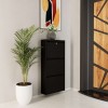 Shoe Cabinet Locking 3 Piece Metal - Black Black