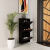 Shoe Cabinet Locking 3 Piece Metal - Black Black