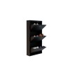 Shoe Cabinet Locking 3 Piece Metal - Black Black