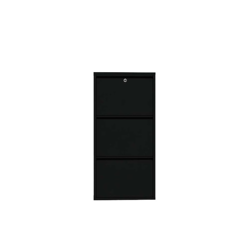Shoe Cabinet Locking 3 Piece Metal - Black Black