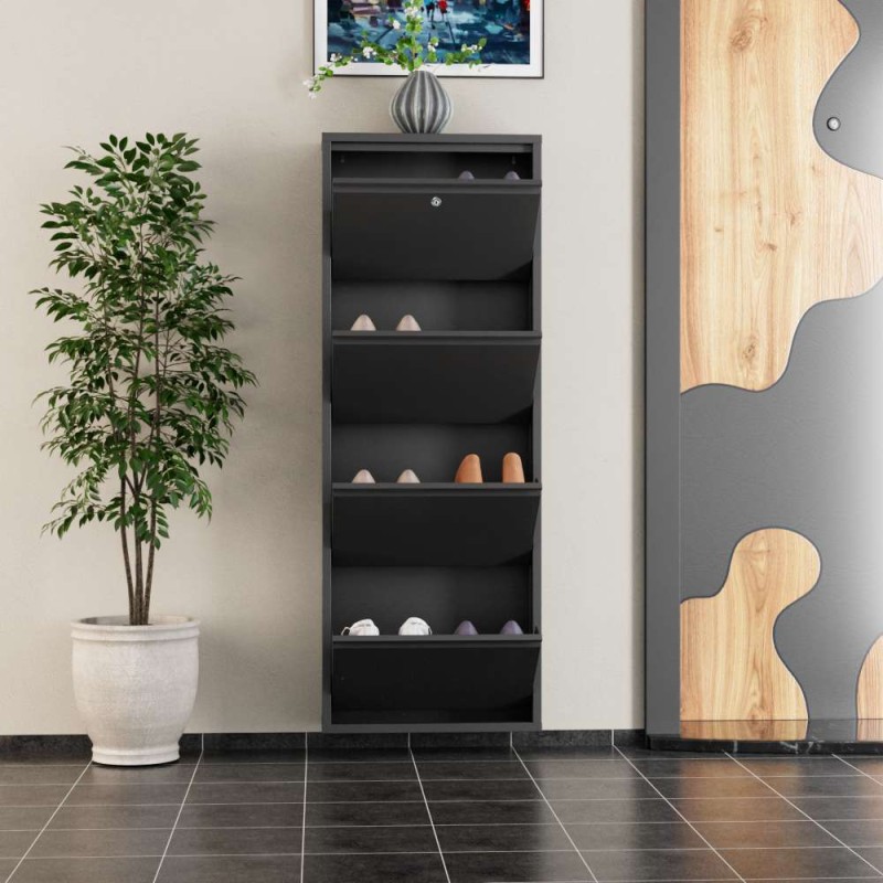 Shoe Cabinet Locking 4 Piece Metal - Anthracite Anthracite