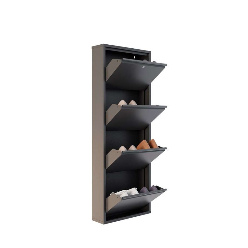 Shoe Cabinet Locking 4 Piece Metal - Anthracite Anthracite