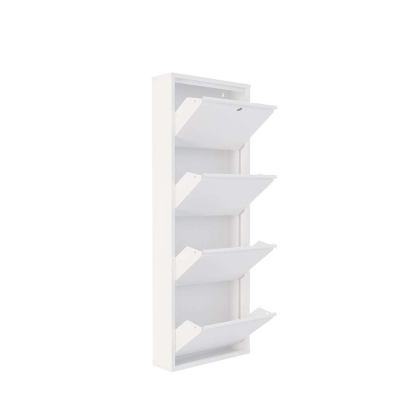 Shoe Cabinet Locking 4 Piece Metal - White White