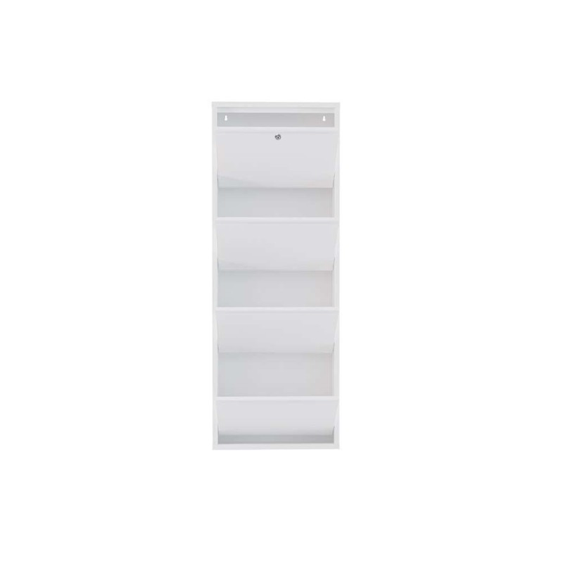 Shoe Cabinet Locking 4 Piece Metal - White White
