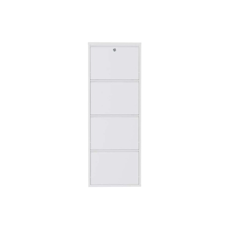 Shoe Cabinet Locking 4 Piece Metal - White White