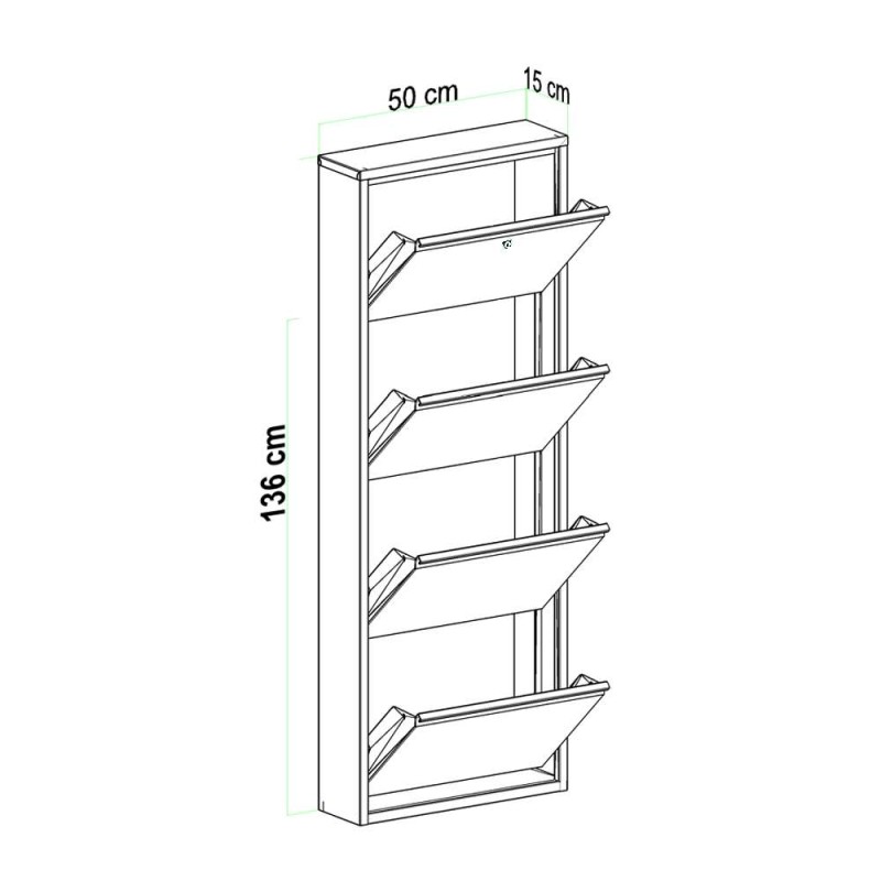 Shoe Cabinet Locking 4 Piece Metal - White White