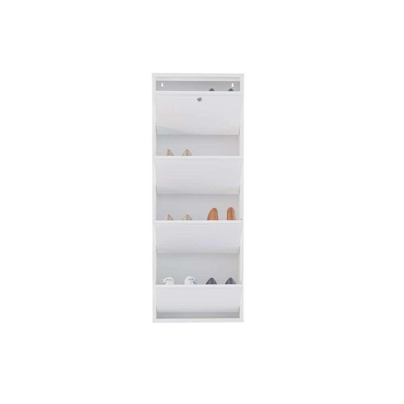 Shoe Cabinet Locking 4 Piece Metal - White White