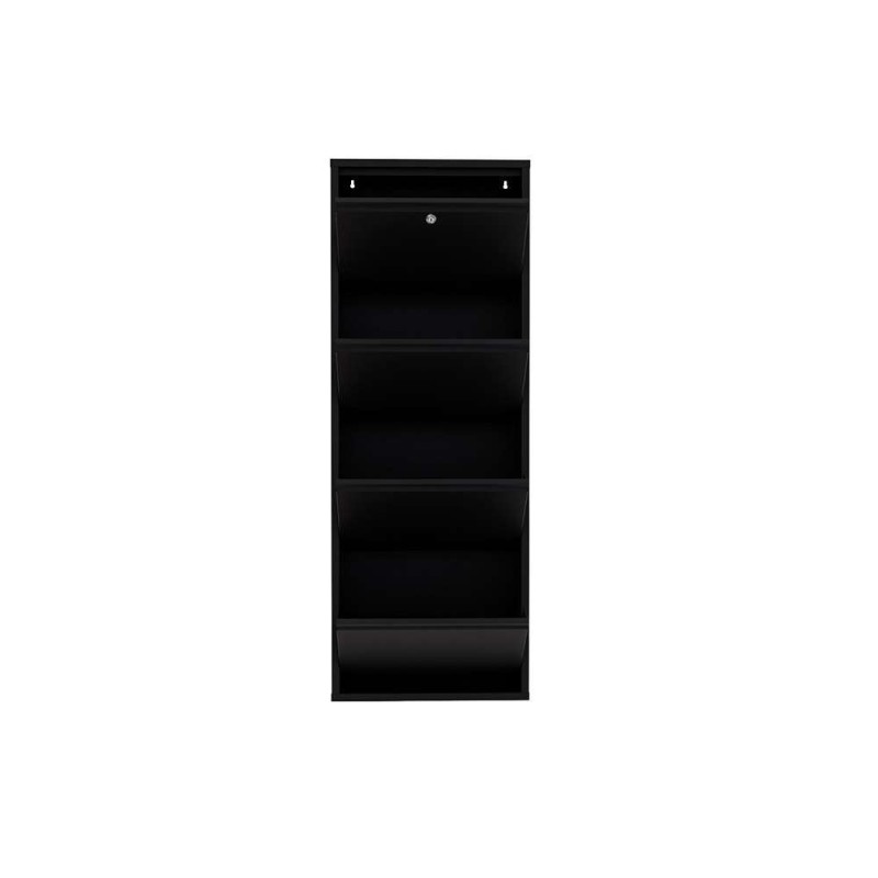 Shoe Cabinet Locking 4 Piece Metal - Black Black